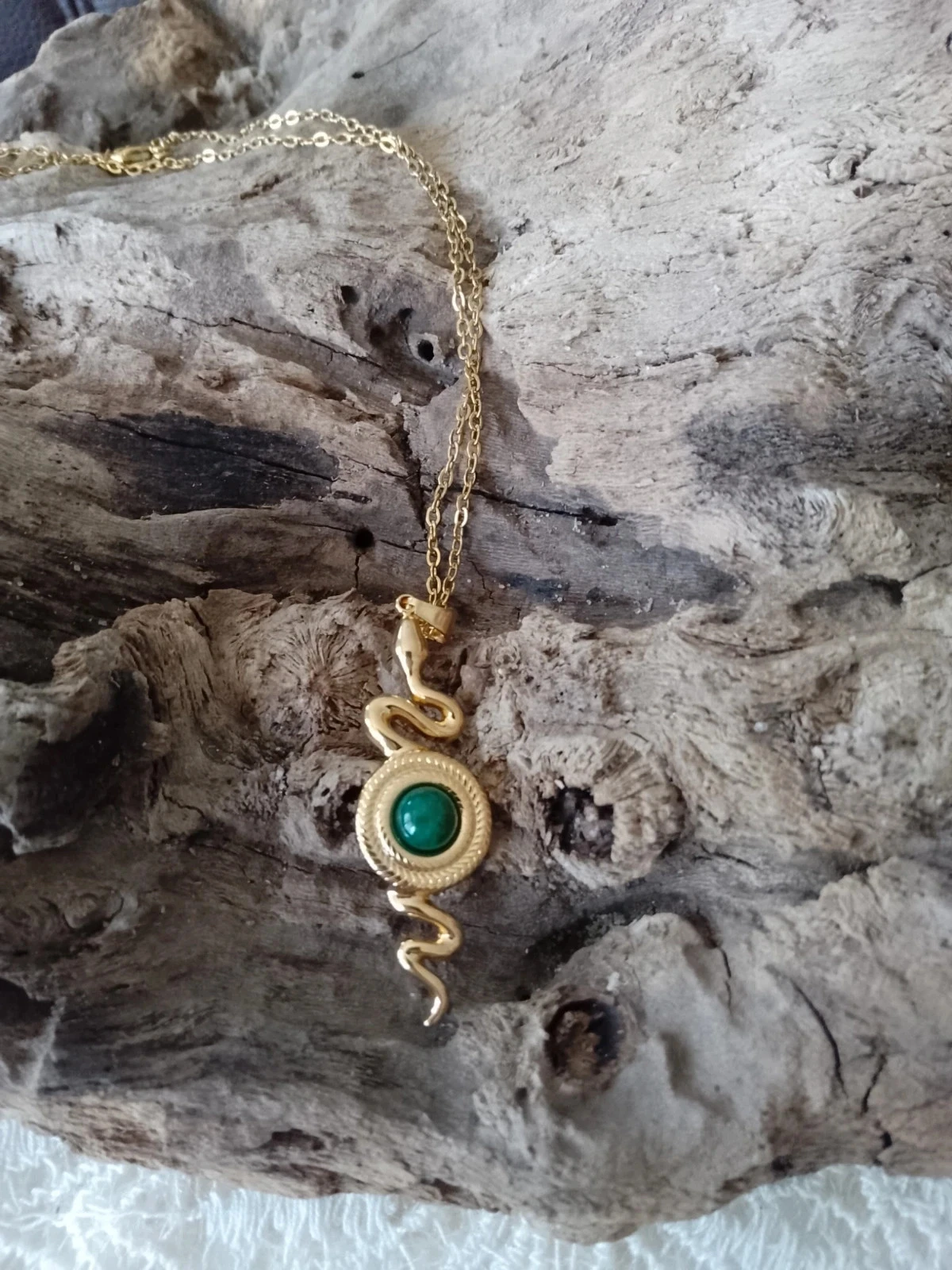 Slangencollier met groen agate edelsteen – photo 2